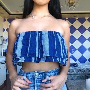 Pacsun Blue Striped Bandeau Top